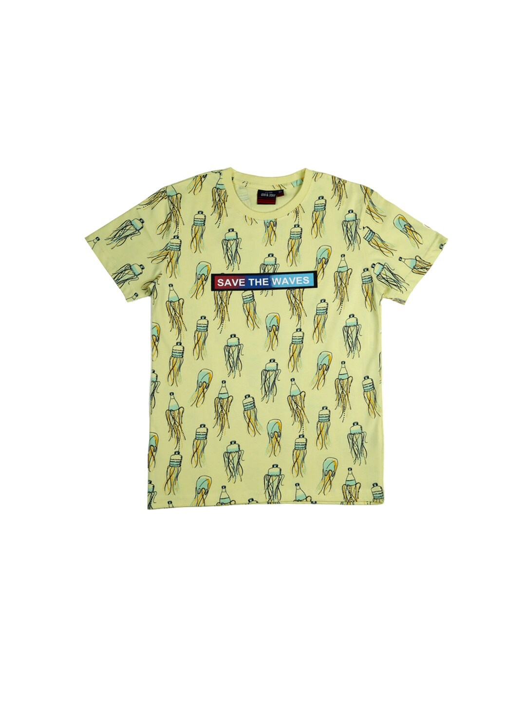 

Gini and Jony Boys Conversational Printed Pure Cotton T-shirt, Yellow