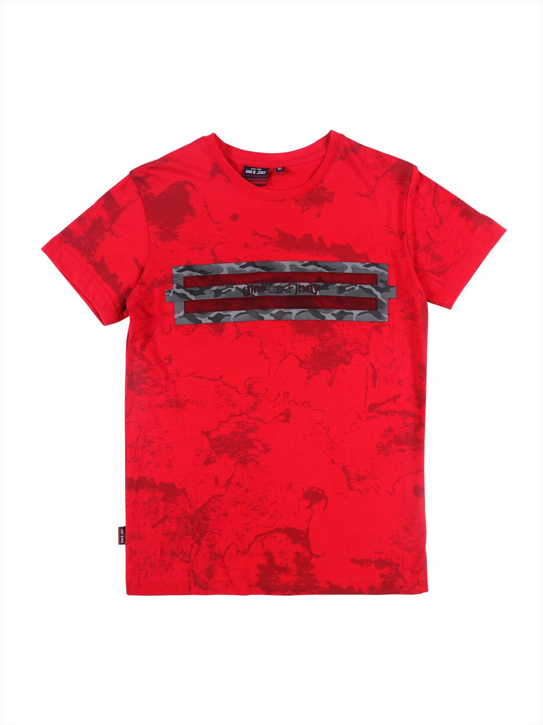 

Gini and Jony Infants Boys Printed Cotton T-shirt, Red