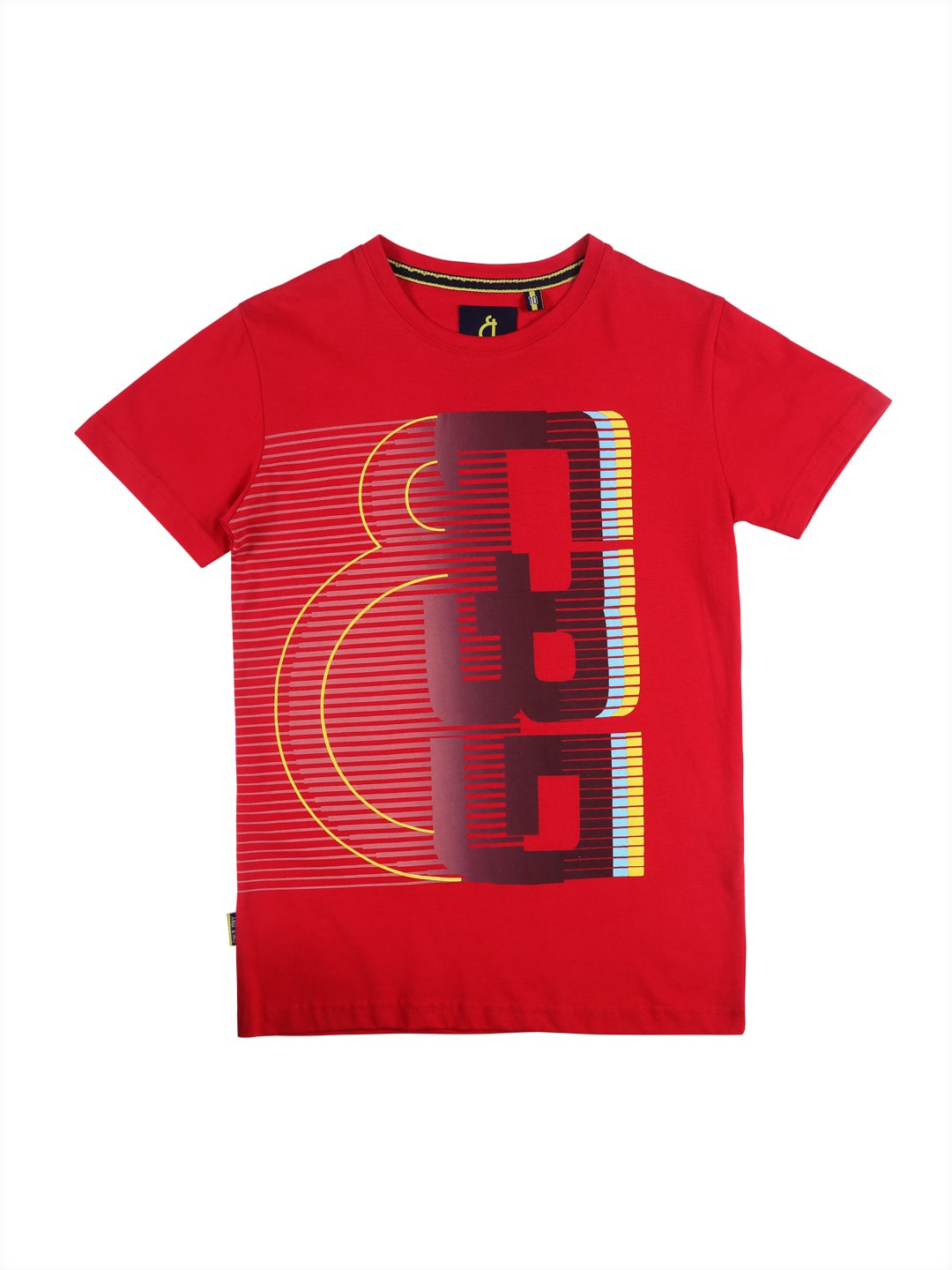 

Gini and Jony Boys Round Neck Typography Printed Cotton T-shirt, Red