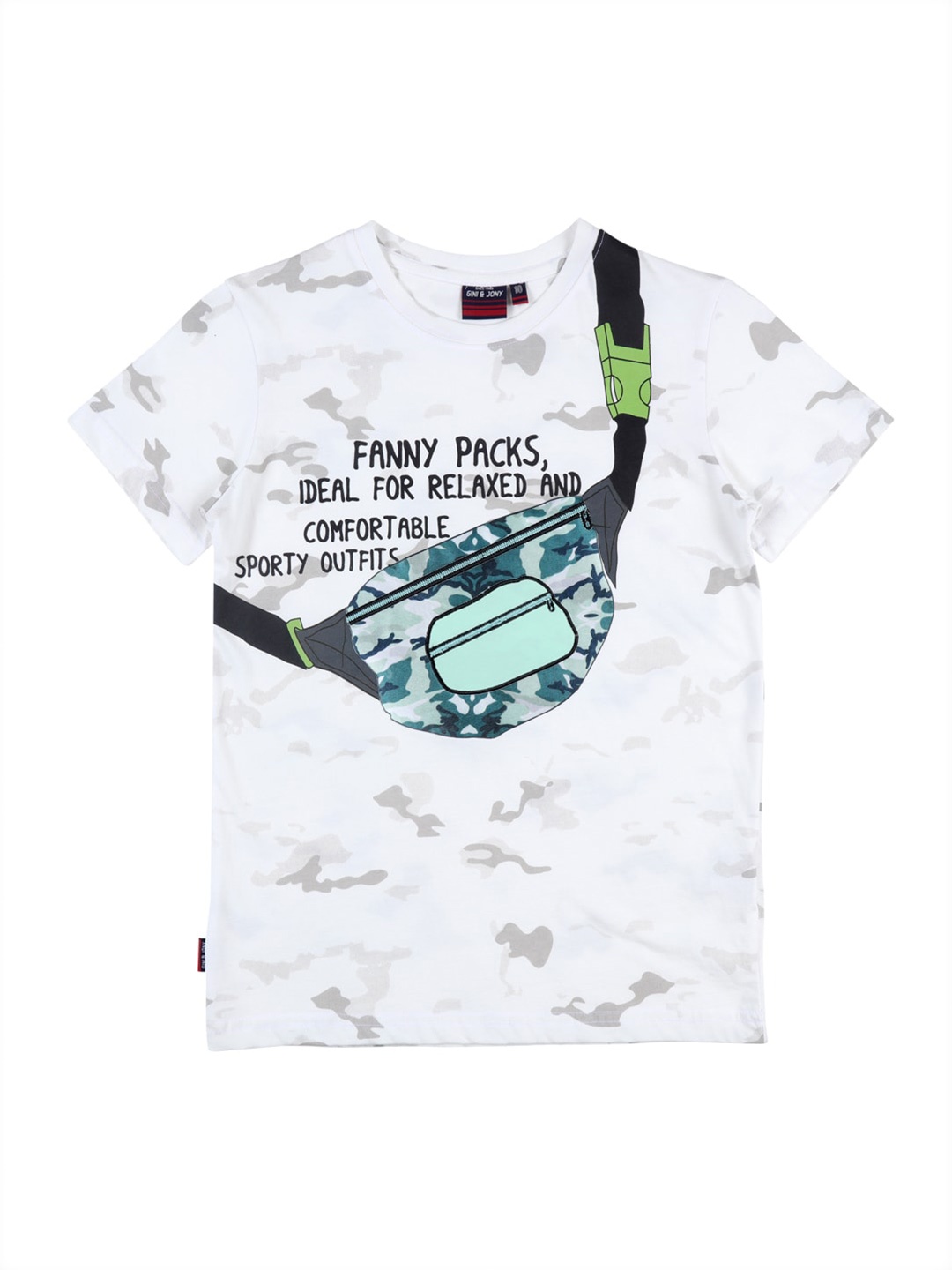 

Gini and Jony Boys Graphic Printed Cotton T-shirt, White