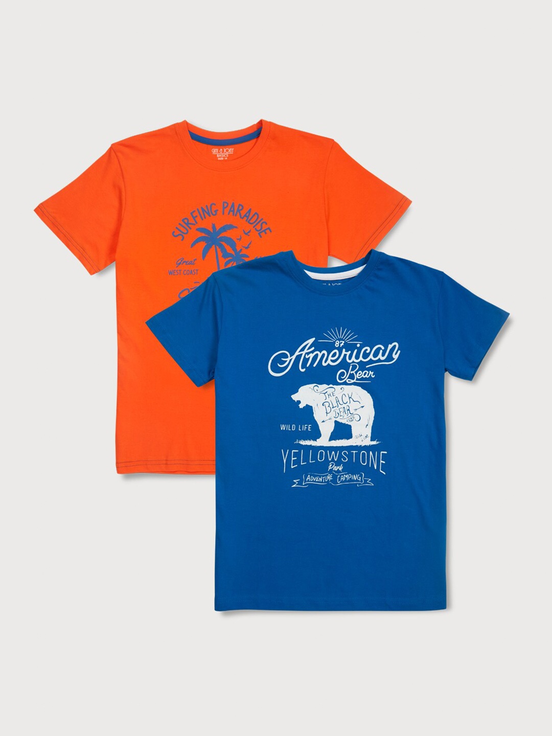 

Gini and Jony Boys Pack Of 2 Typography Printed Cotton T-shirt, Orange
