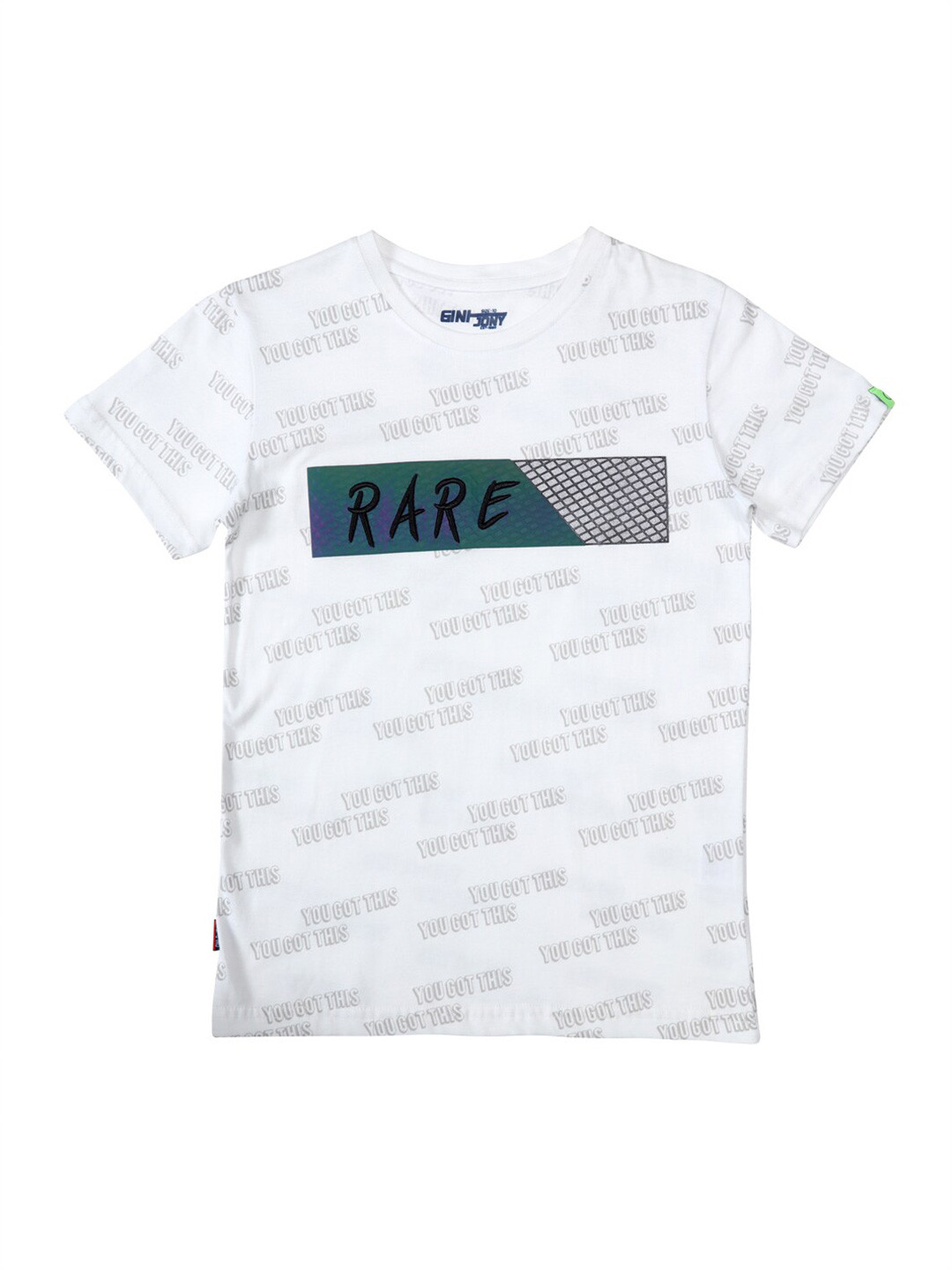 

Gini and Jony Infant Boys White Typography Printed Cotton T-shirt