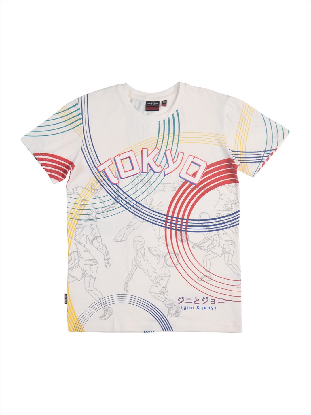 

Gini and Jony Boys Graphic Printed Cotton T-shirt, Off white
