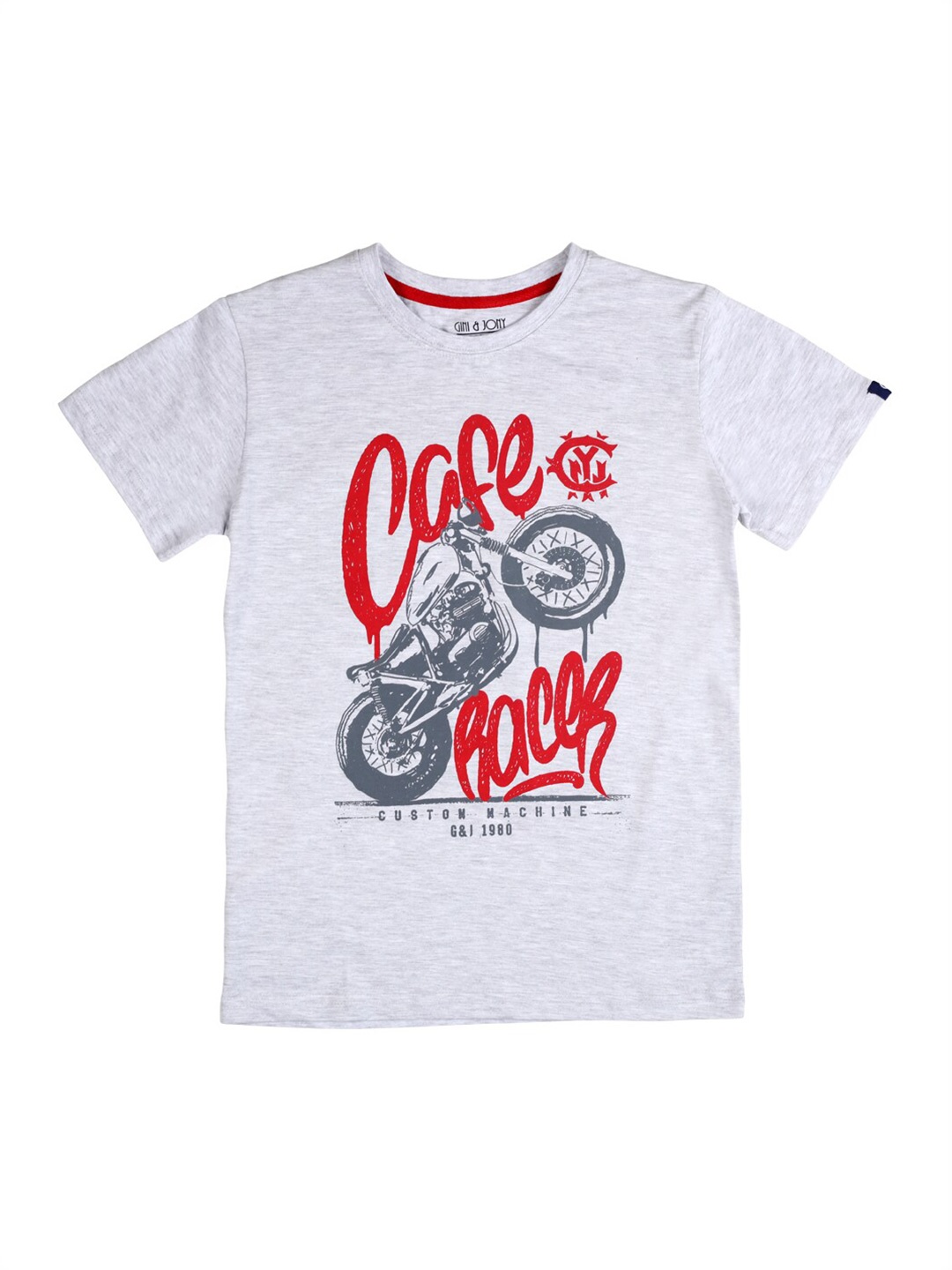 

Gini and Jony Boys Biker Printed Cotton T-shirt, Grey
