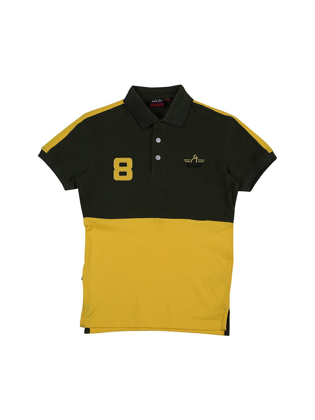 

Gini and Jony Infant Boys Colourblocked Polo Collar Cotton T-shirt, Yellow