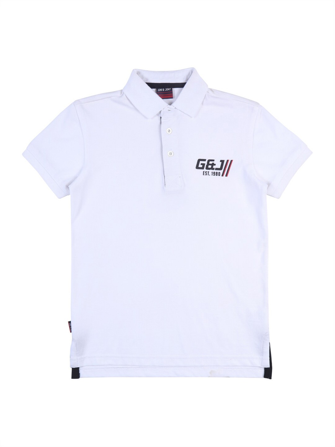 

Gini and Jony Infant Boys Polo Collar Pure Cotton T-shirt, White