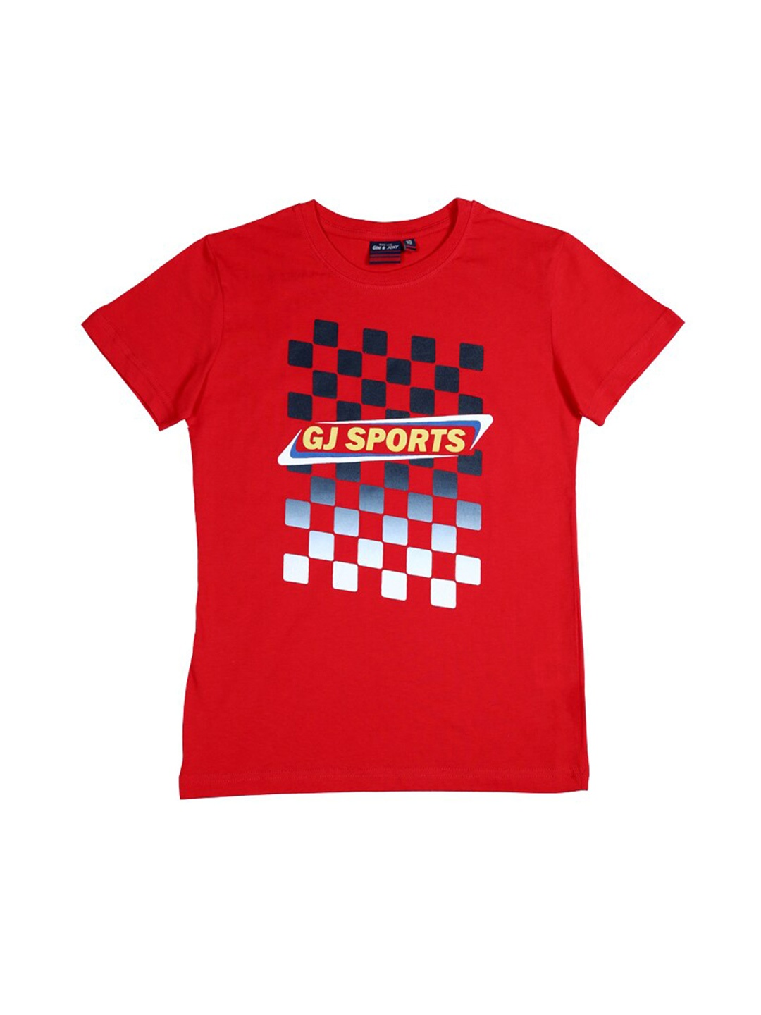 

Gini and Jony Boys Geometric Printed Cotton T-shirt, Red