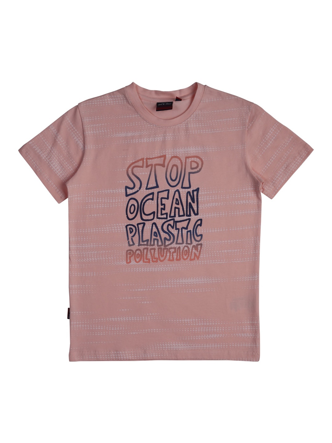 

Gini and Jony Boys Typography Printed Cotton T-shirt, Peach