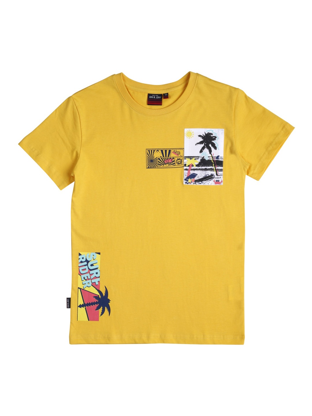 

Gini and Jony Boys Graphic Printed Cotton T-shirt, Yellow