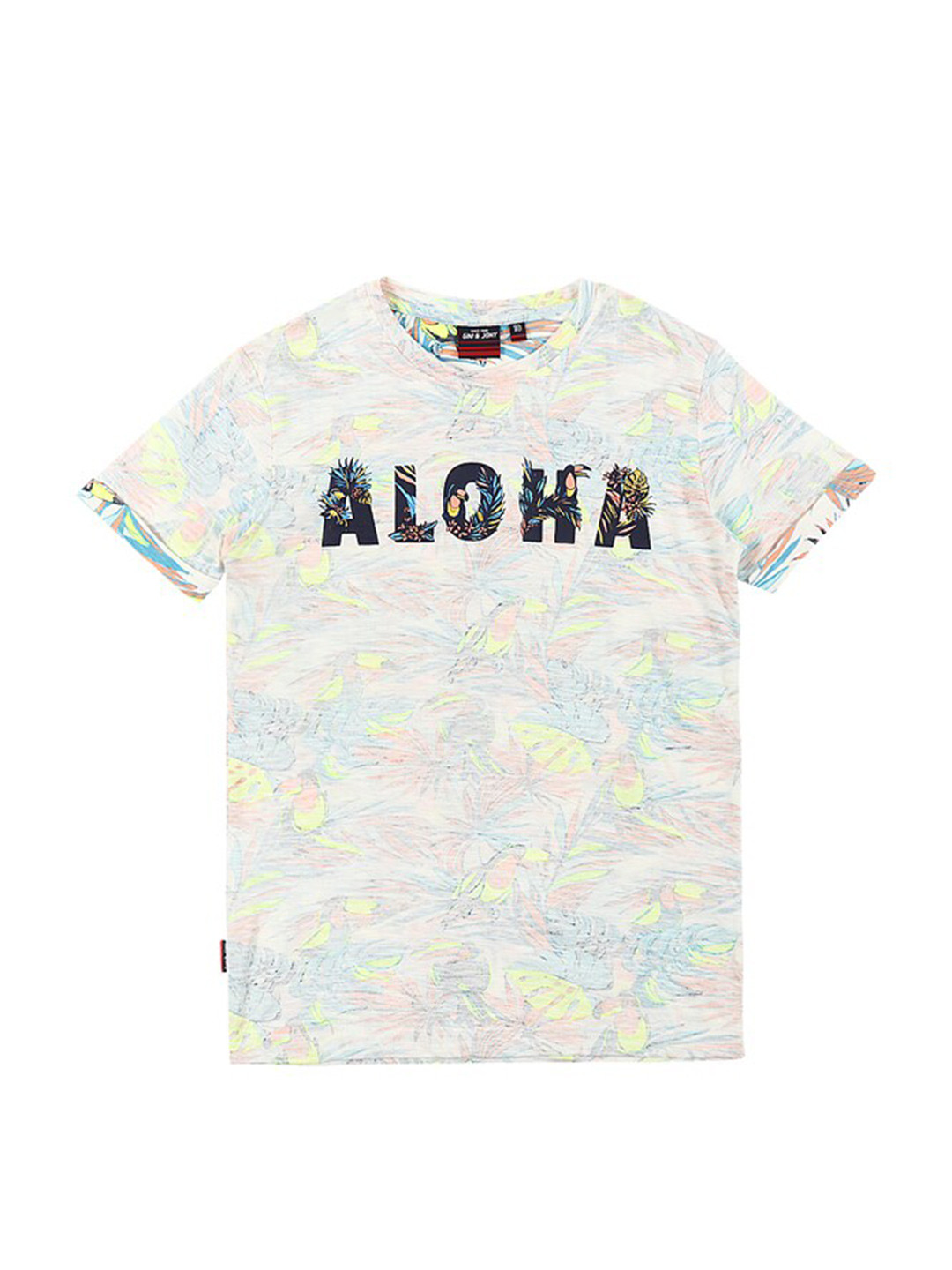 

Gini and Jony Infant Boys Tropical Printed Cotton T-shirt, White