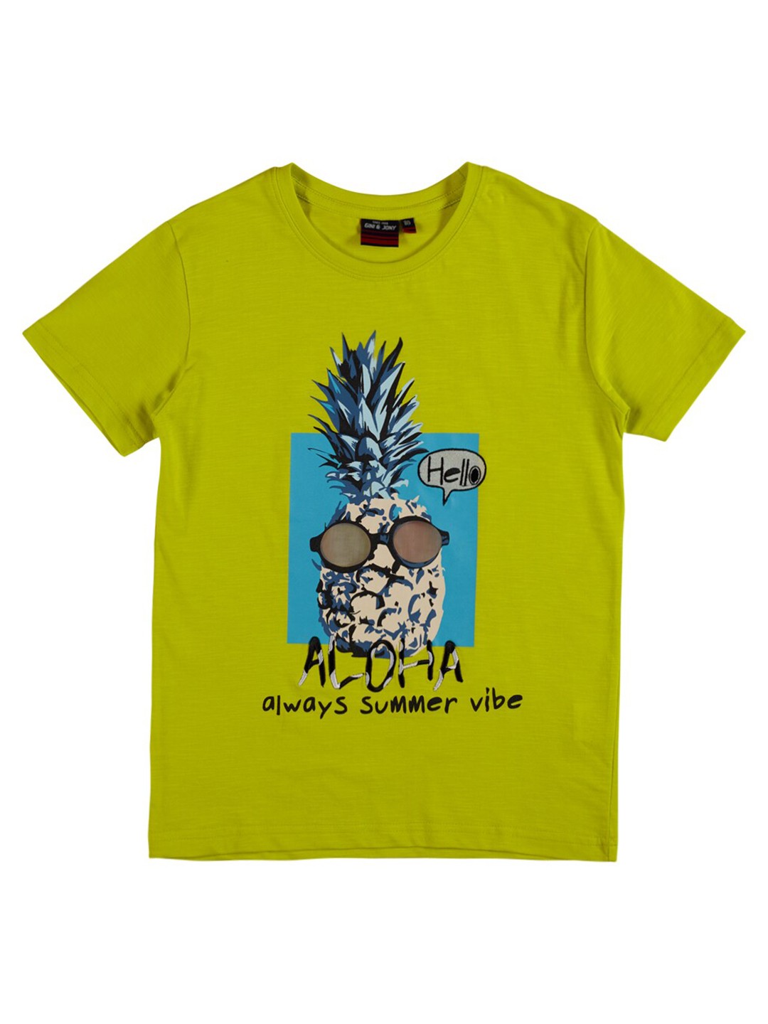 

Gini and Jony Boys Graphic Printed Cotton T-shirt, Green