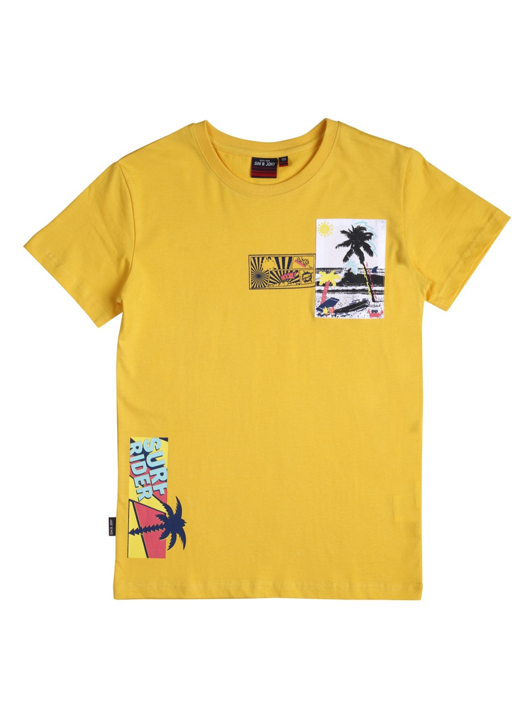 

Gini and Jony Boys Tropical Printed Cotton T-shirt, Yellow