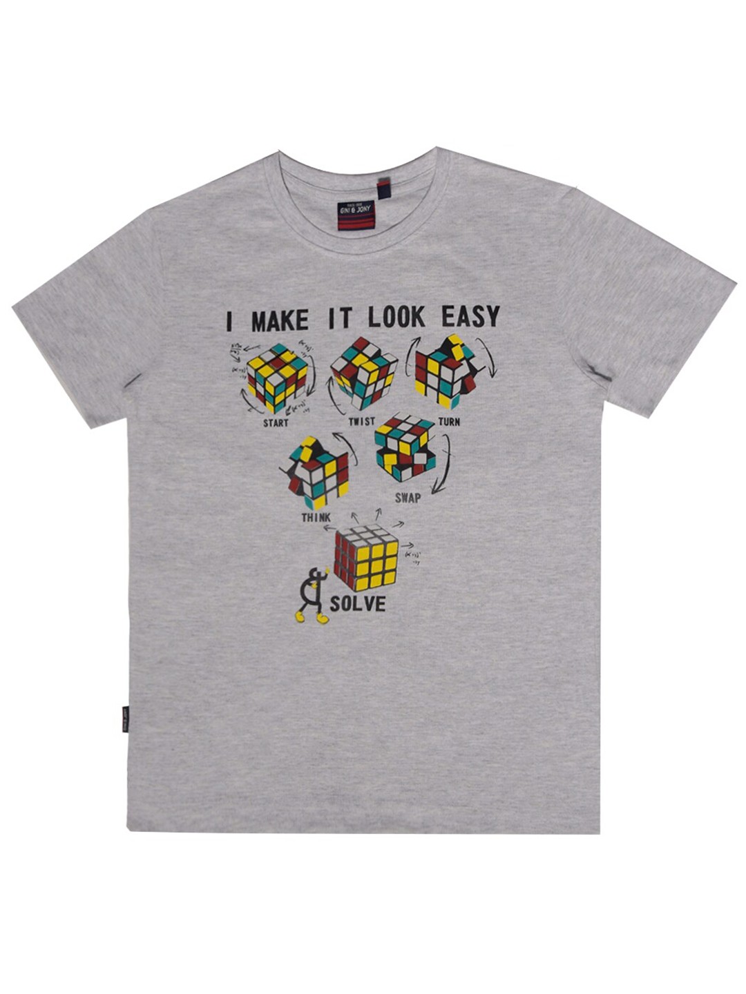 

Gini and Jony Infant Boys Graphic Printed Cotton T-shirt, Grey