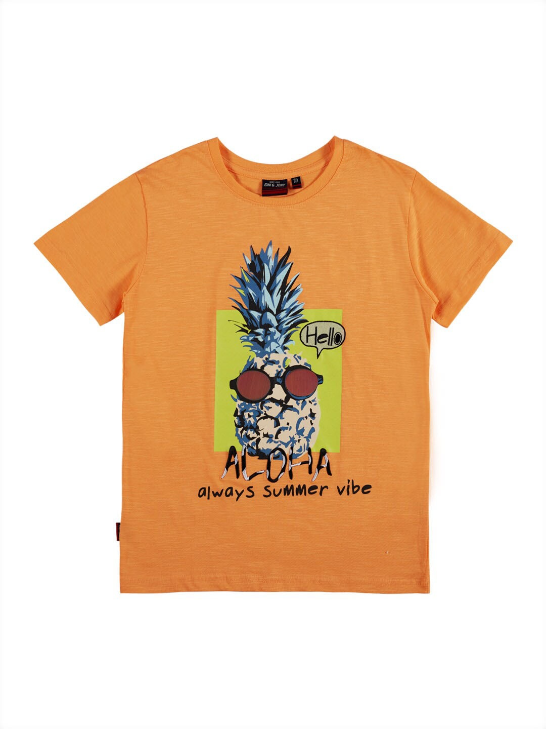 

Gini and Jony Boys Tropical Printed Cotton T-shirt, Orange