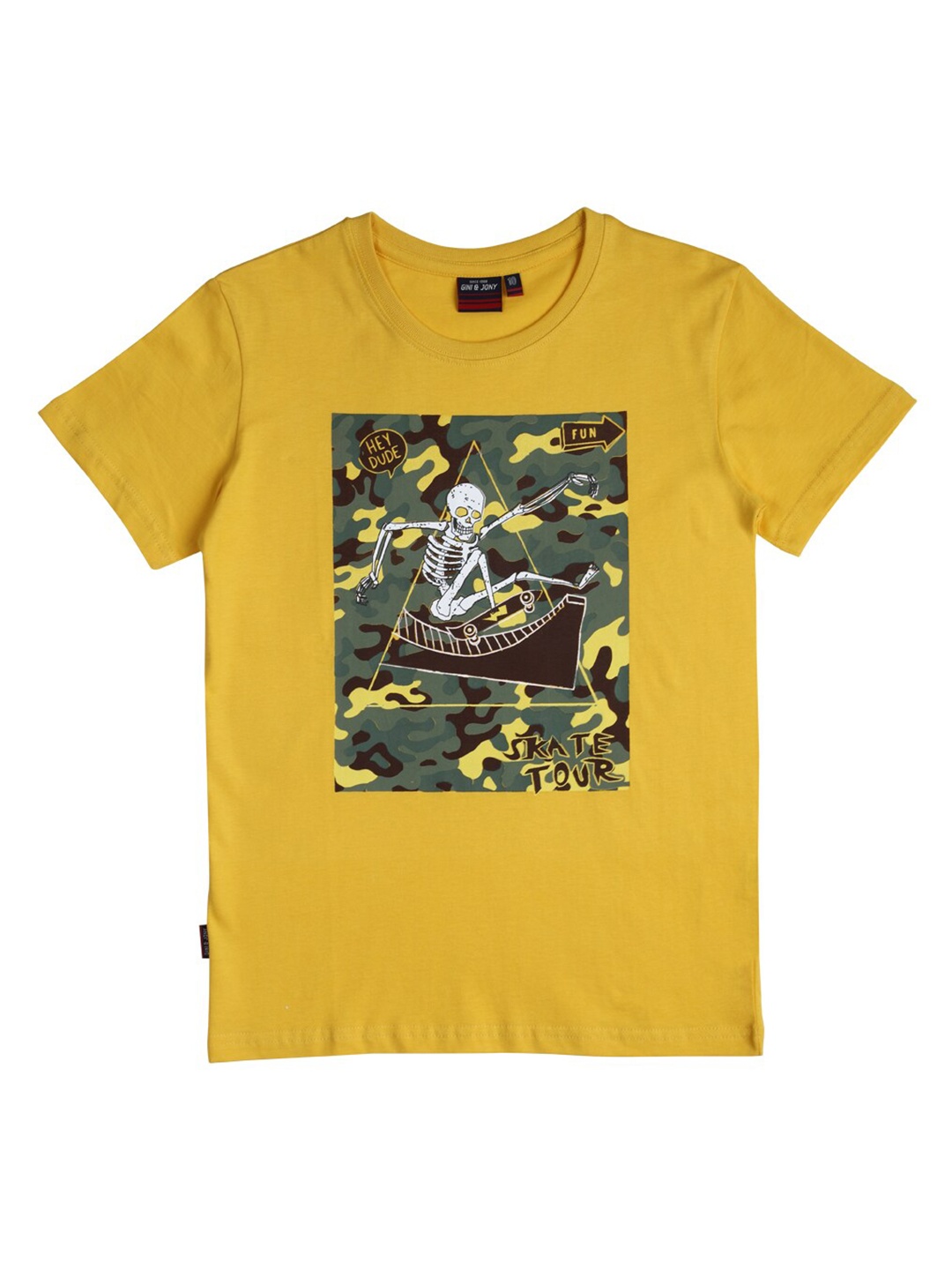 

Gini and Jony Boys Graphic Printed T-shirt, Mustard