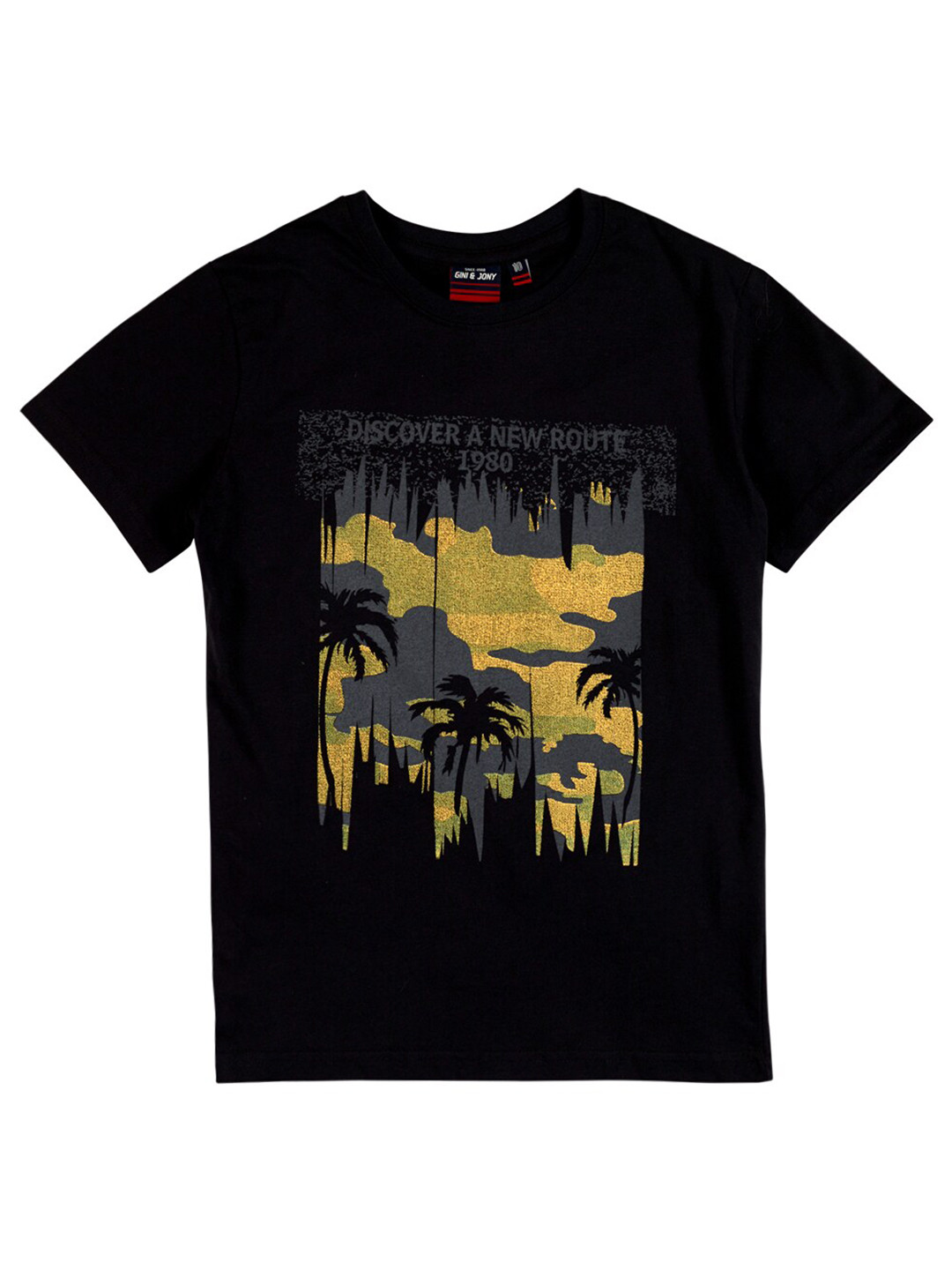 

Gini and Jony Boys Graphic Printed Pure Cotton T-shirt, Black