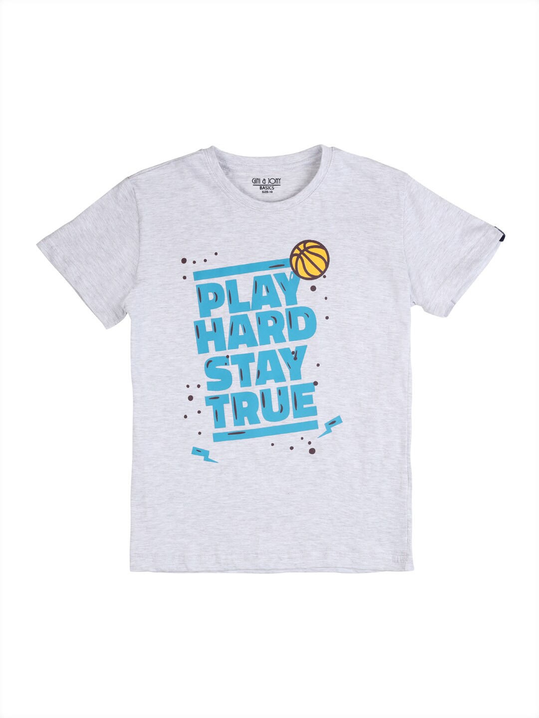 

Gini and Jony Boys Typography Printed Cotton T-shirt, Grey