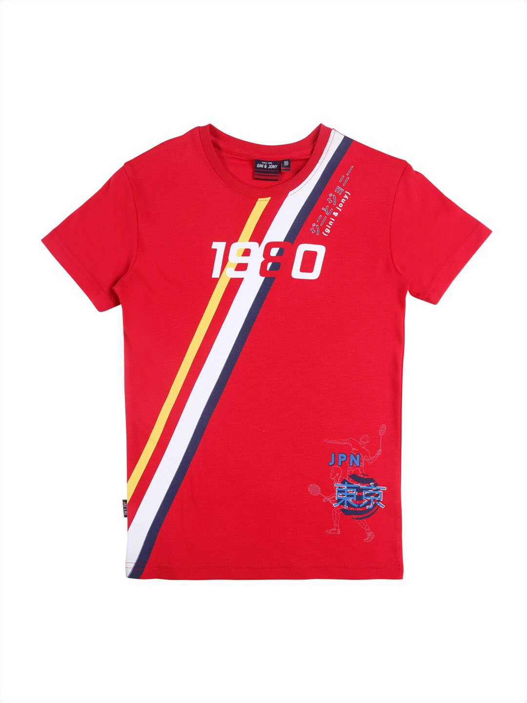 

Gini and Jony Boys Typography Printed T-shirt, Red