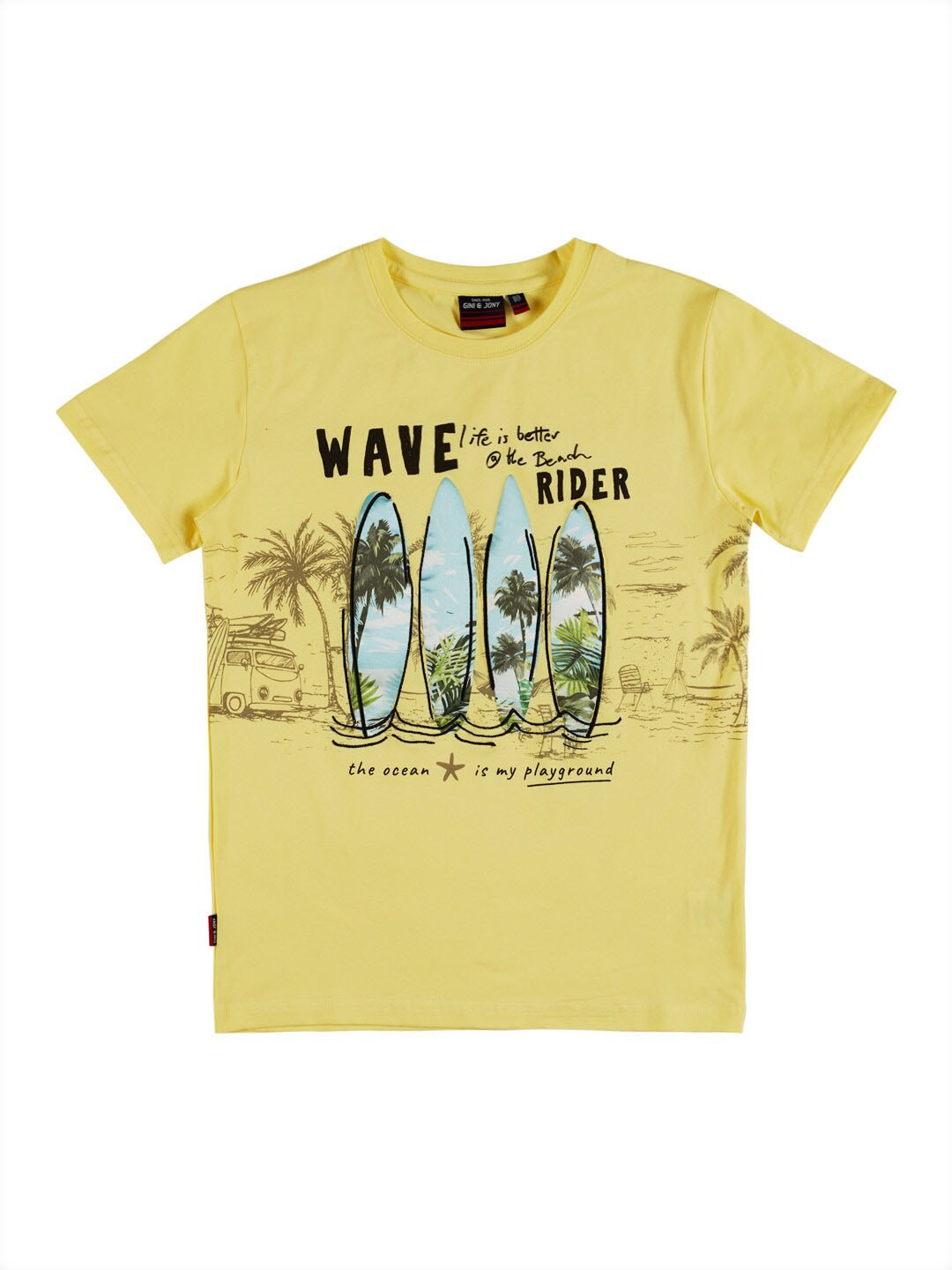 

Gini and Jony Boys Tropical Printed T-shirt, Yellow