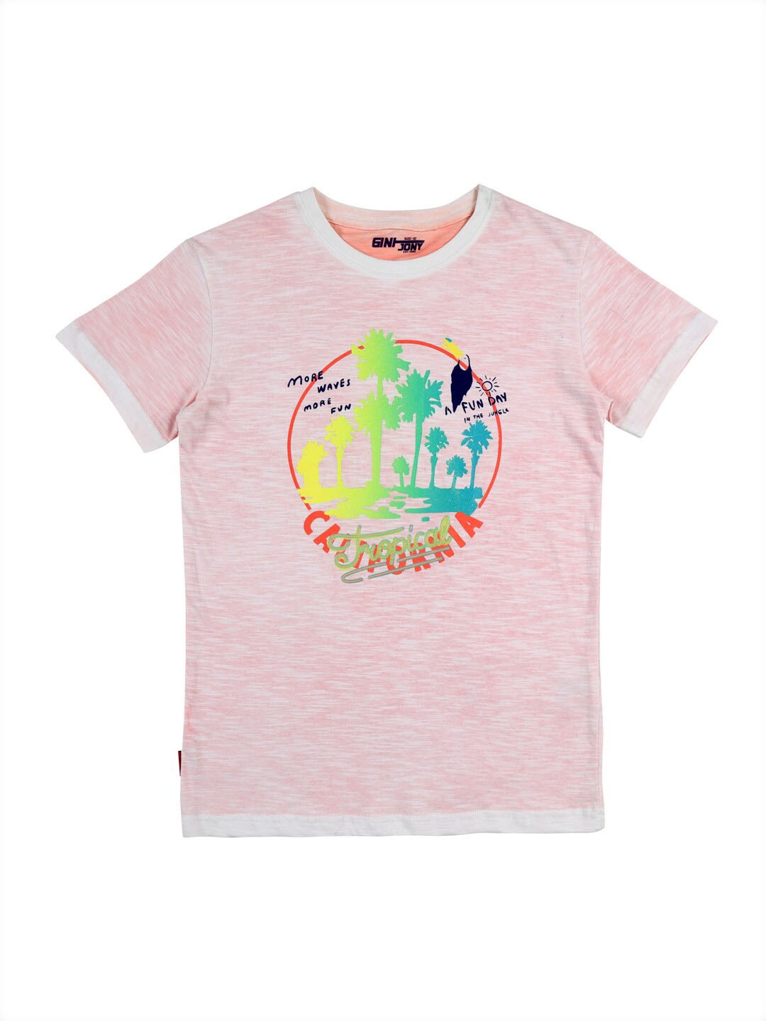 

Gini and Jony Boys Tropical Printed Cotton T-shirt, Pink