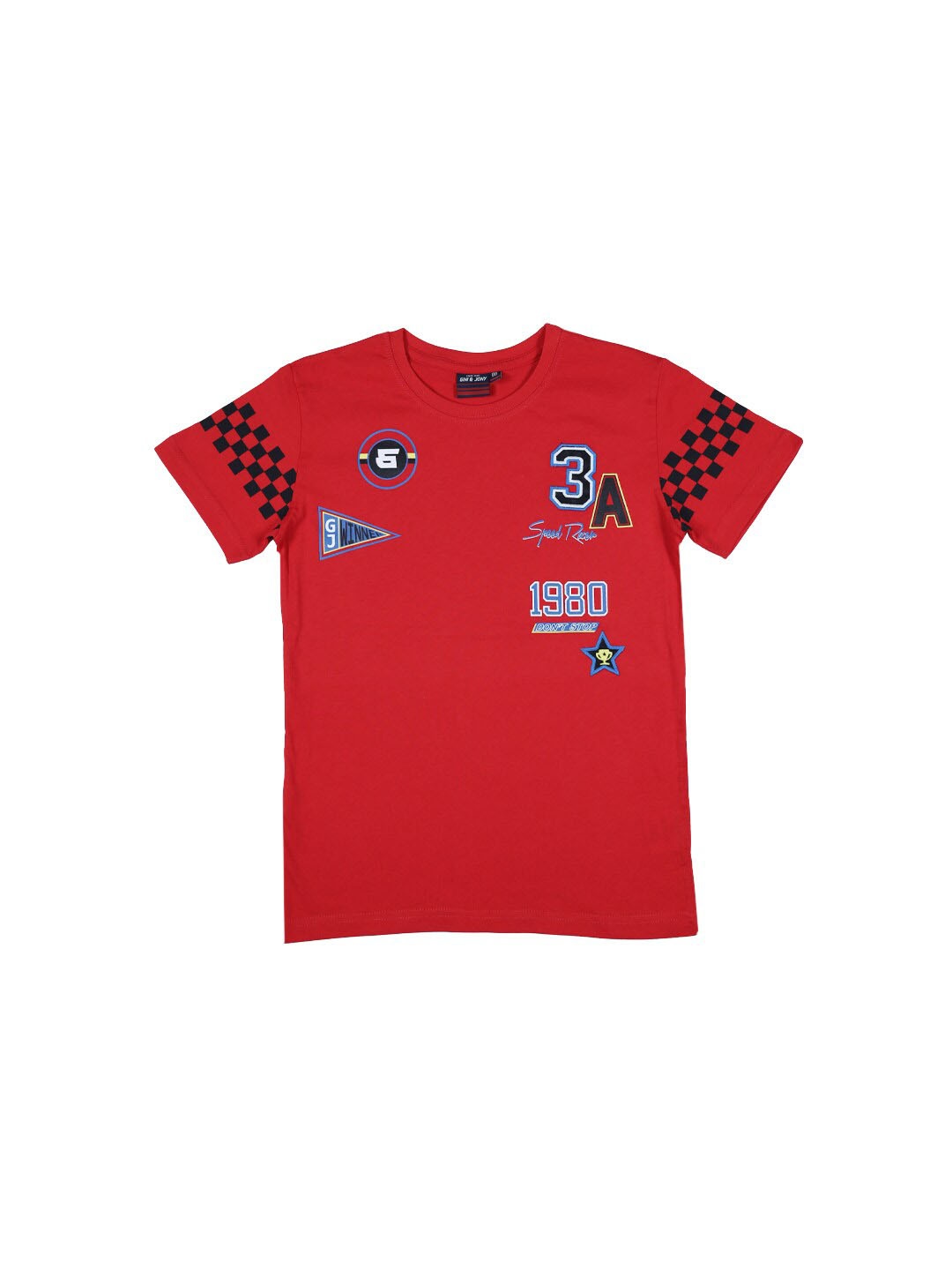 

Gini and Jony Boys Typography Printed Cotton T-shirt, Red