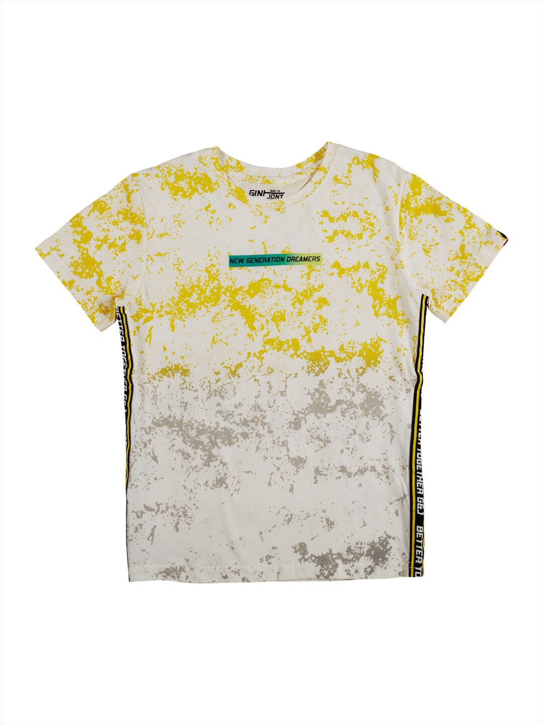 

Gini and Jony Infant Boys Abstract Printed Pure Cotton T-shirt, Yellow