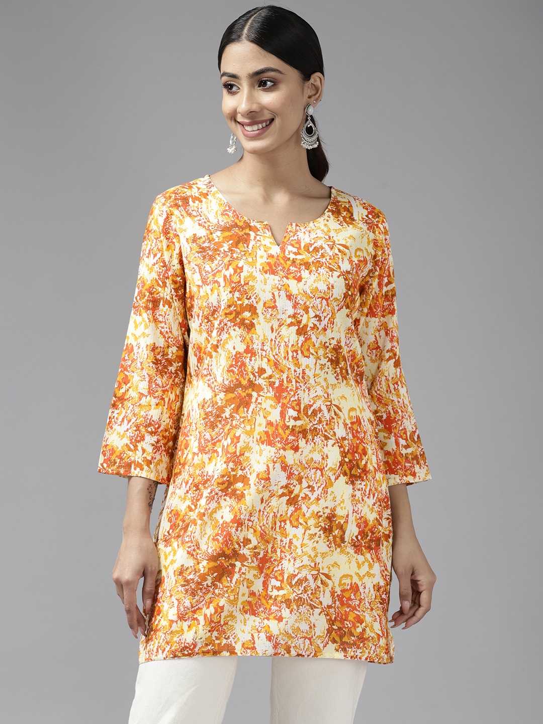 

Prakrti Abstract Printed Kurti, Yellow