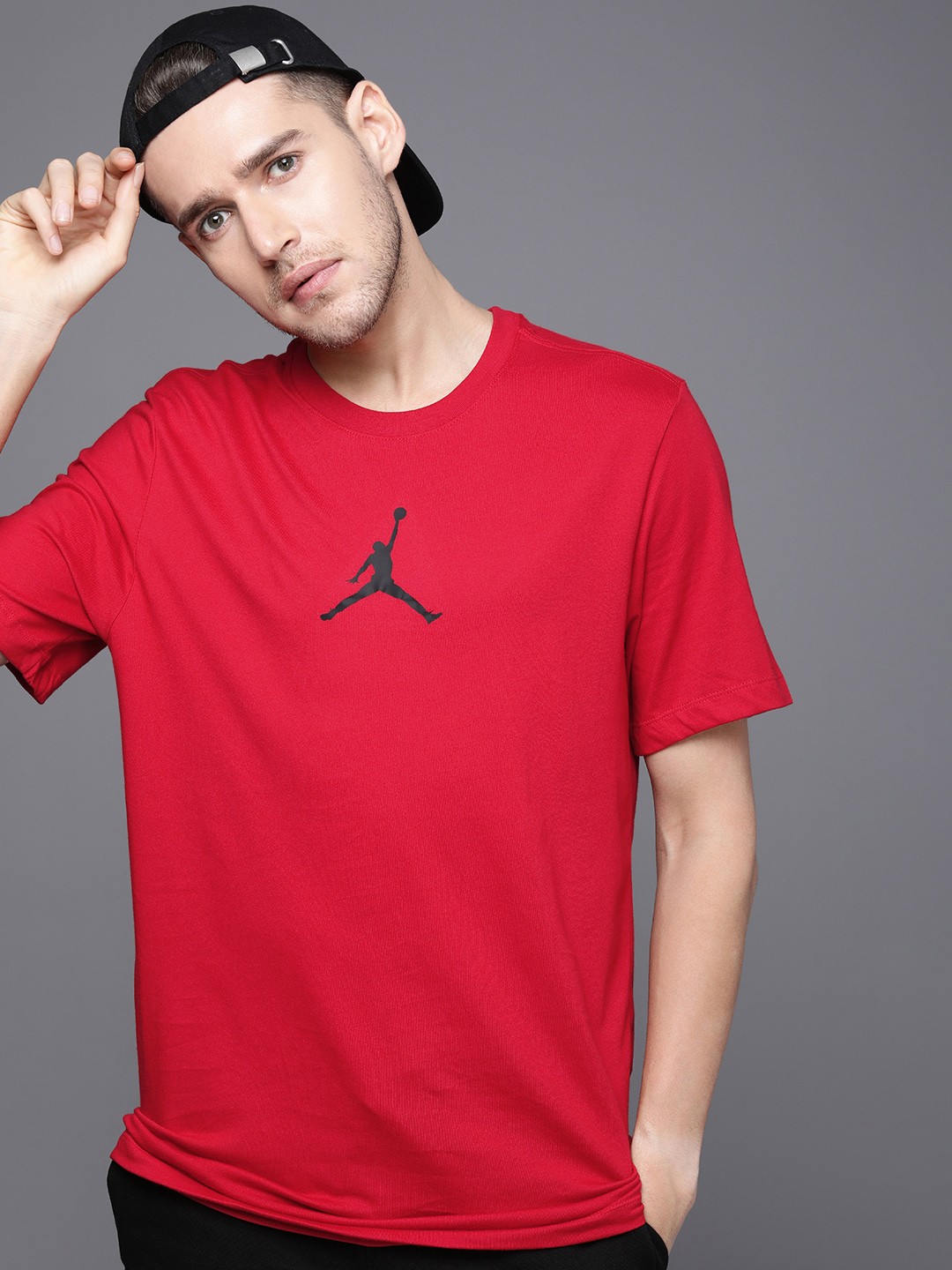 

Nike Brand Logo Printed Jumpman Dri-FIT Sports T-shirt, Red