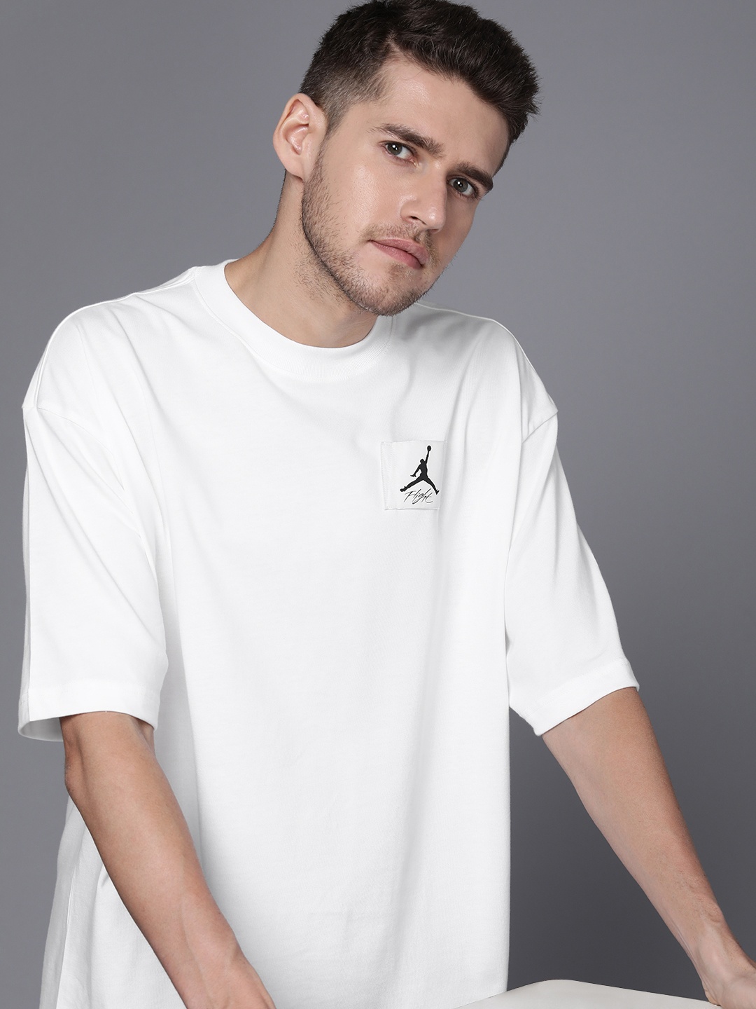 

Nike Solid Pure Cotton Oversized T-shirt With Patchwork Detail, White