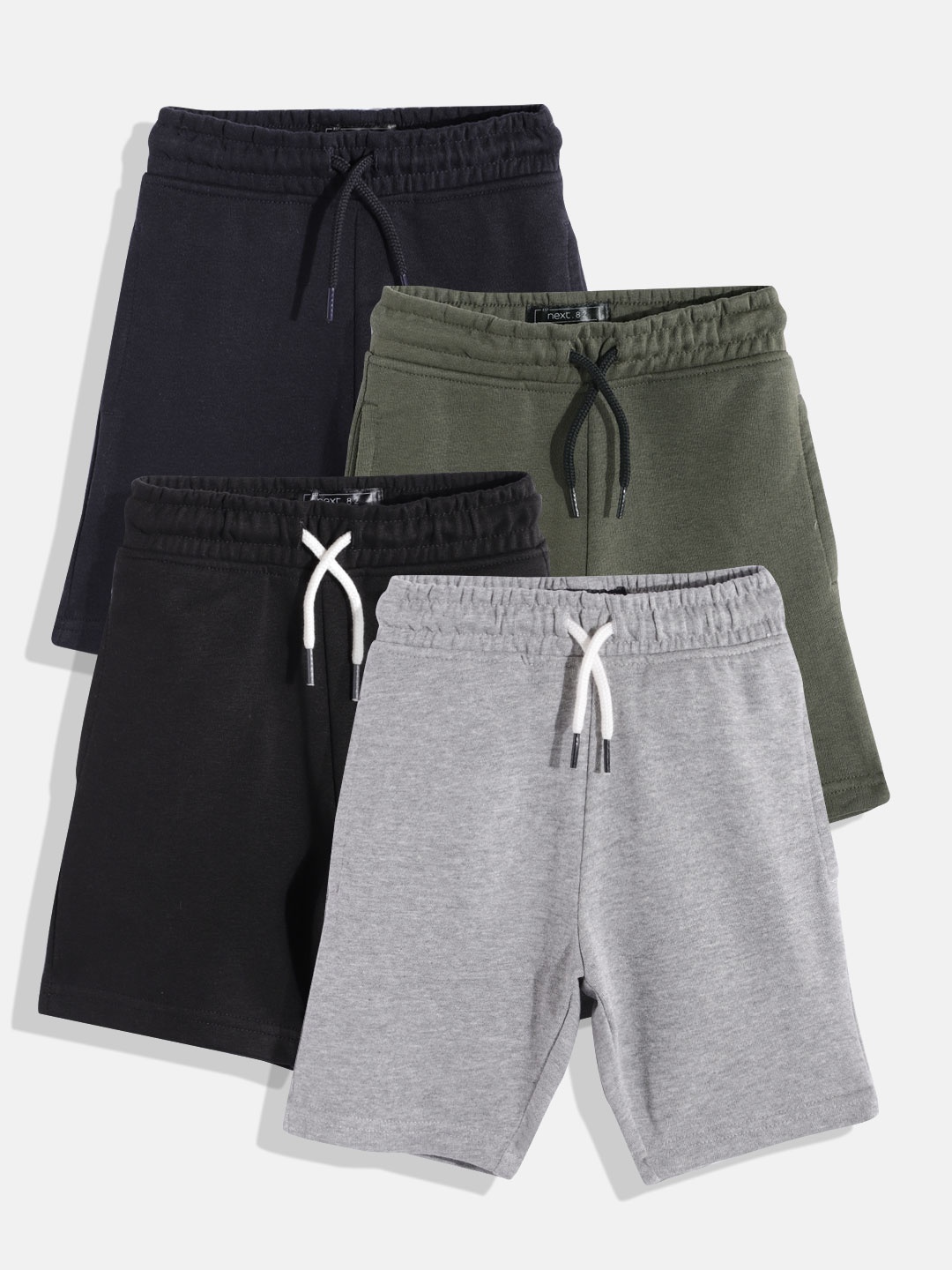 

NEXT Boys Pack of 3 Flushed Fleece Shorts, Black