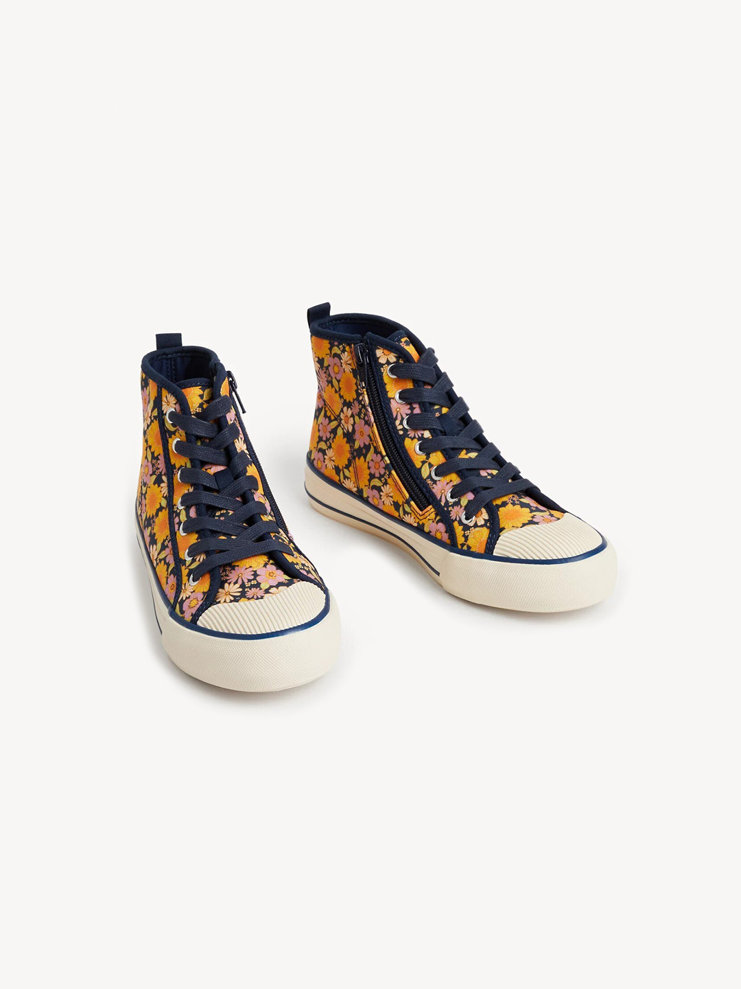 

Marks & Spencer Girls Floral Printed Mid Top Sneakers, Navy blue