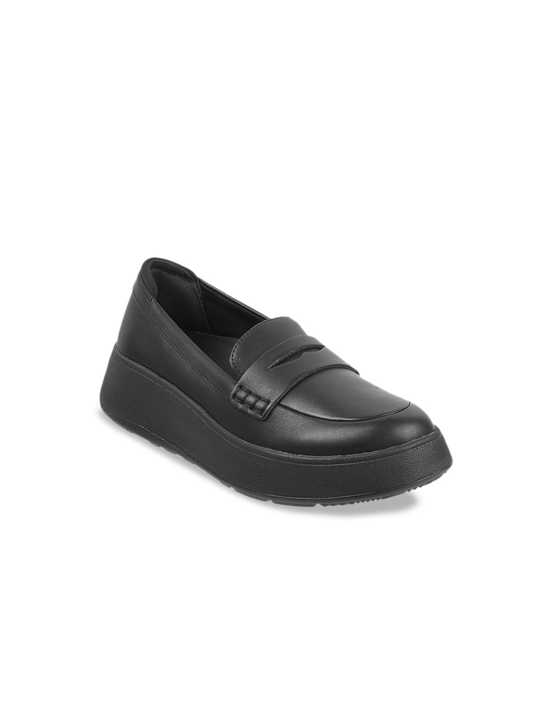 

fitflop Leather Flatform loafers, Black