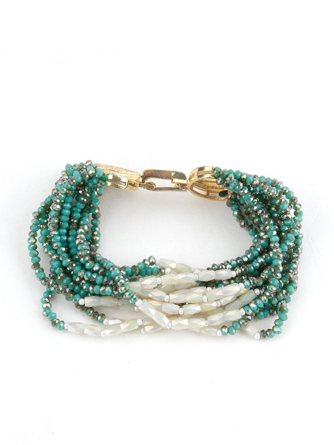 

ODETTE Gold-Plated Beaded Wraparound Bracelet, Sea green