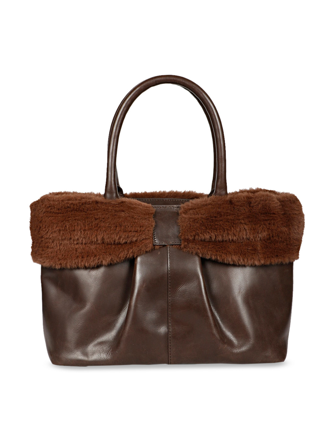 

Saint G Leather Structured Shoulder Bag With Bow Detail, Coffee brown