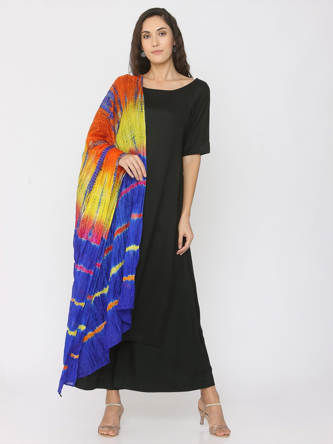 

SHADES Printed Shibori Dupatta, Blue