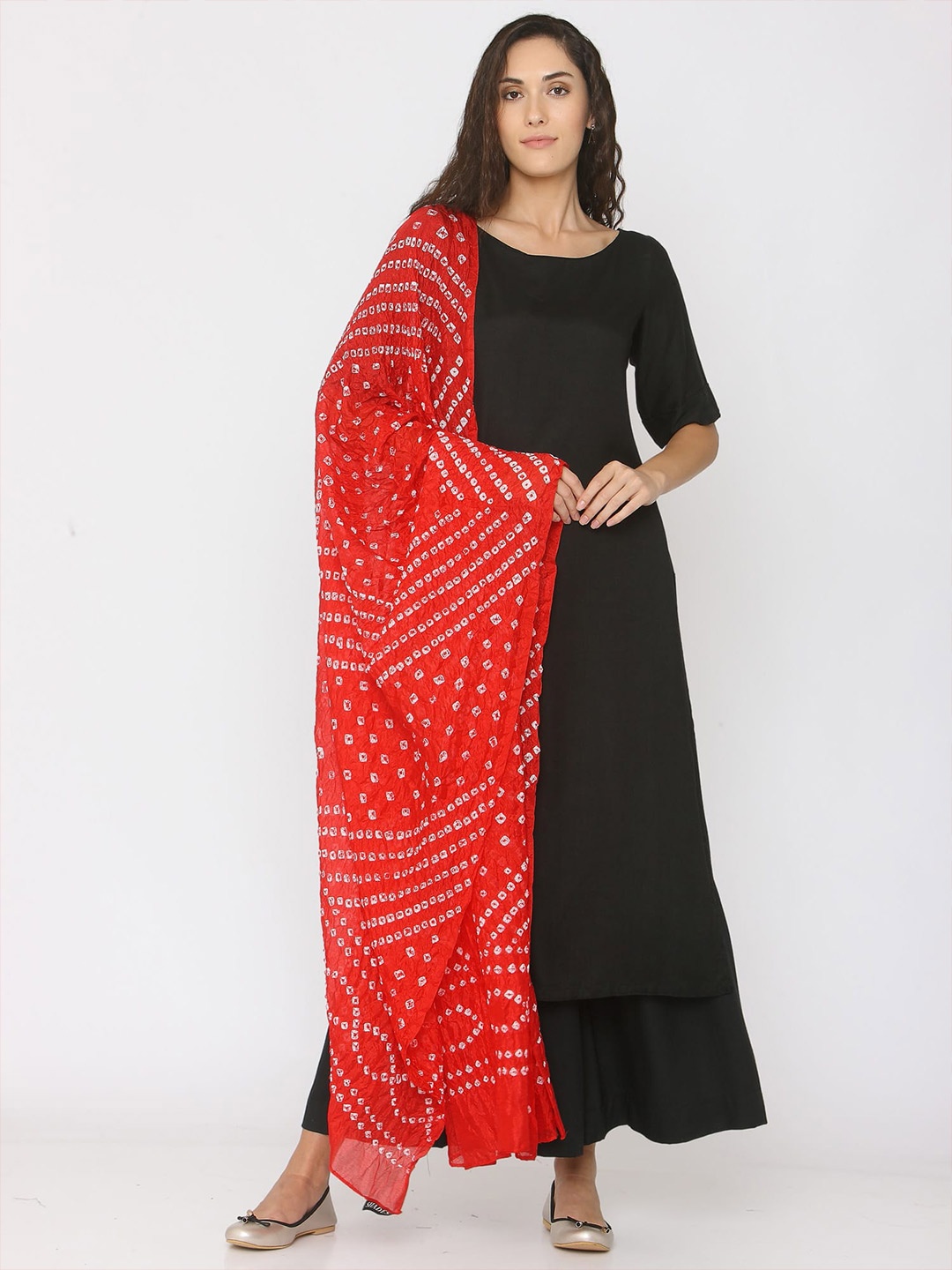 

SHADES Bandhani Printed Dupatta, Red