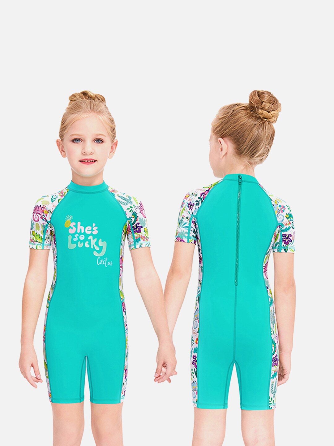 

Little Surprise Box LLP Printed Full Coverage Single Piece Swimwear, Turquoise blue