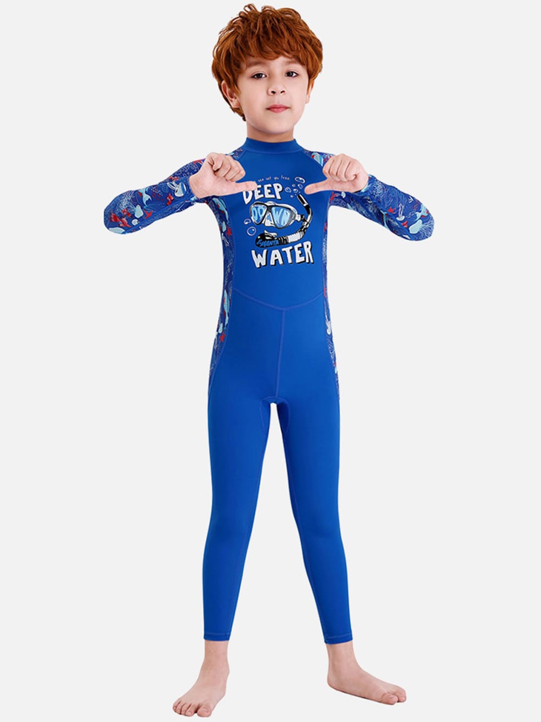 

Little Surprise Box LLP Printed Full Coverage Swimwear With Full UPF 50+ M, Blue
