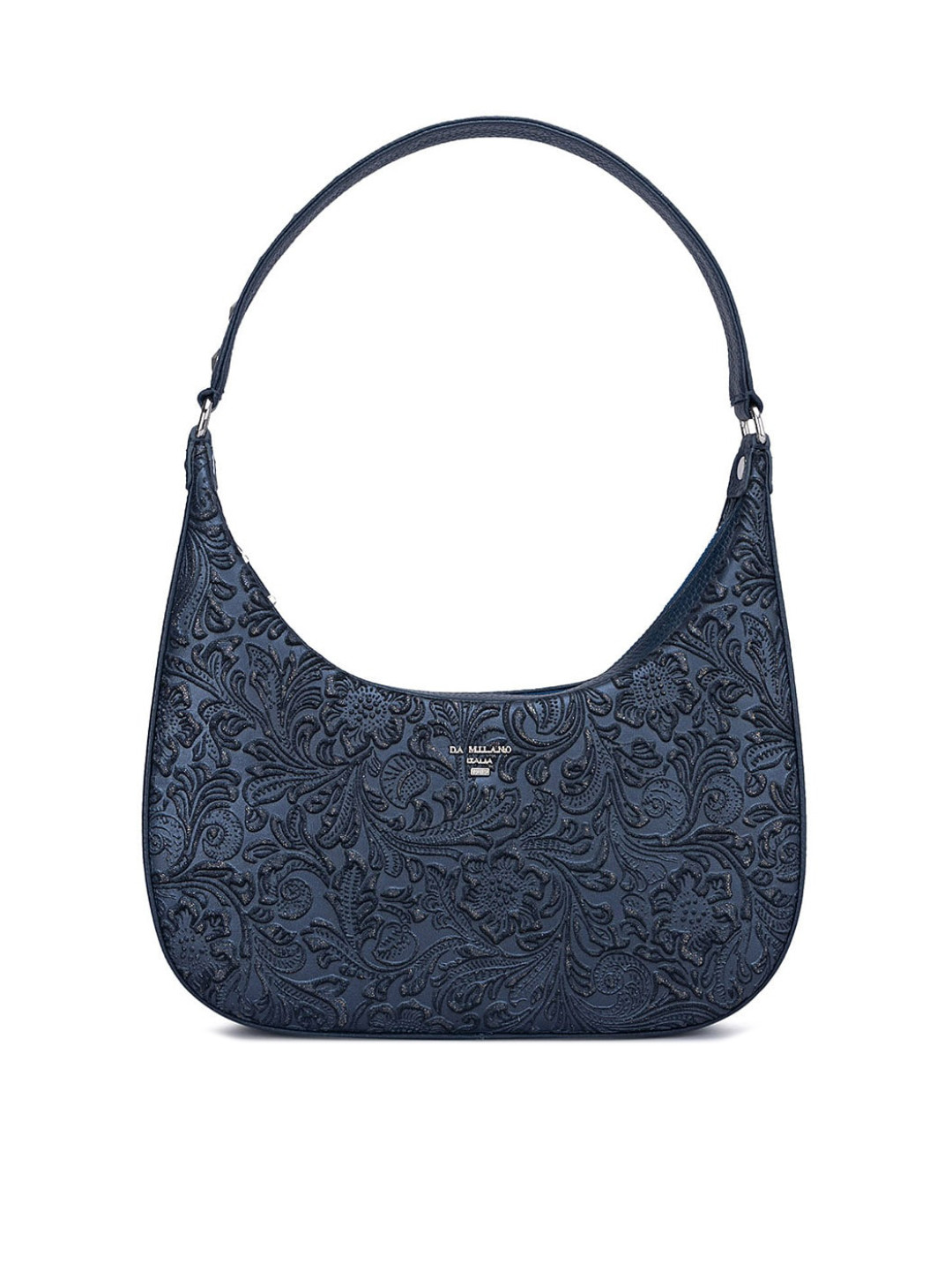 

Da Milano Floral Self Design Leather Structured Handheld Bag, Blue