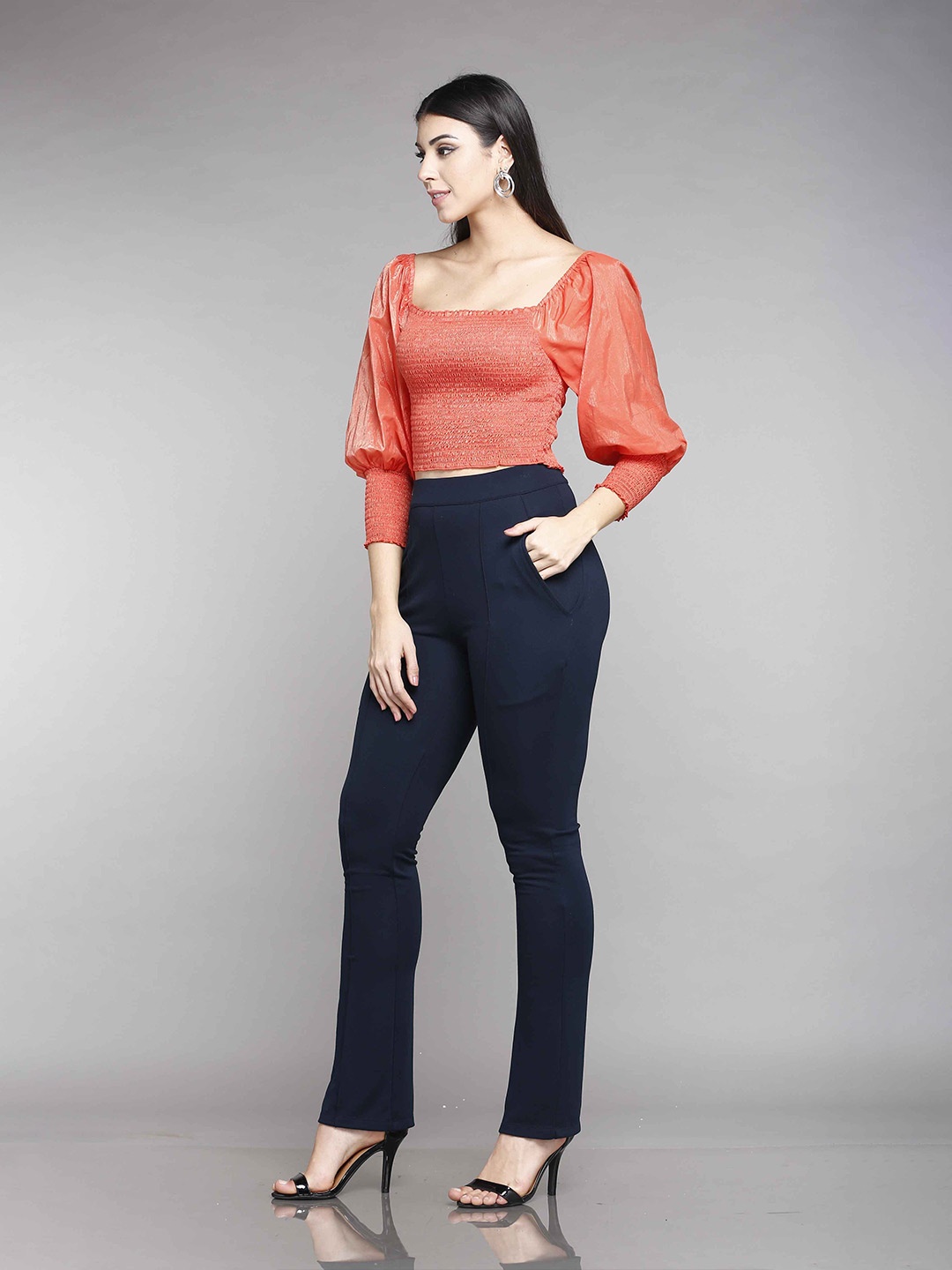 

MKOAL Orange Crop Top