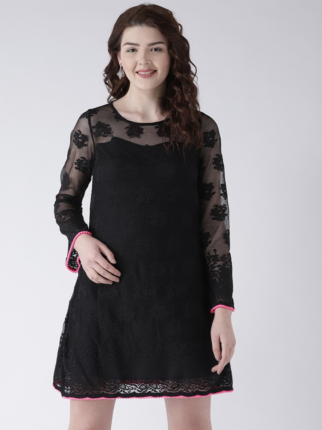 

DODO & MOA Self Design Net A-Line Dress, Black