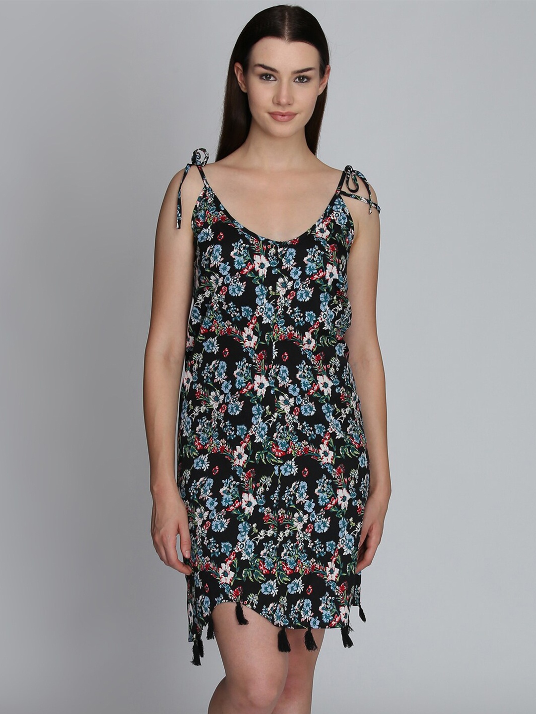 

DODO & MOA Floral Crepe Sheath Dress, Black