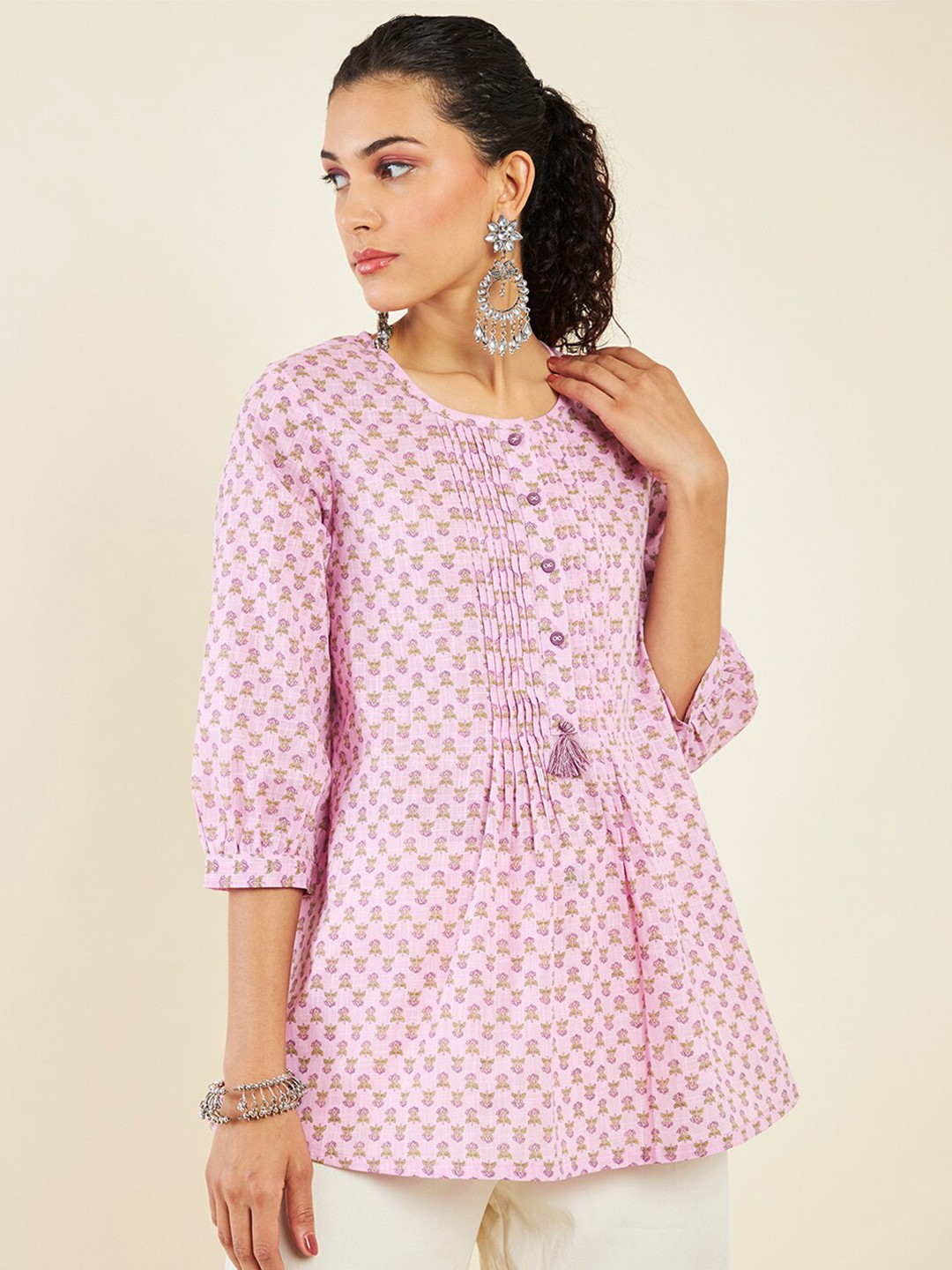 

Soch Floral Printed Cotton Tunic, Pink
