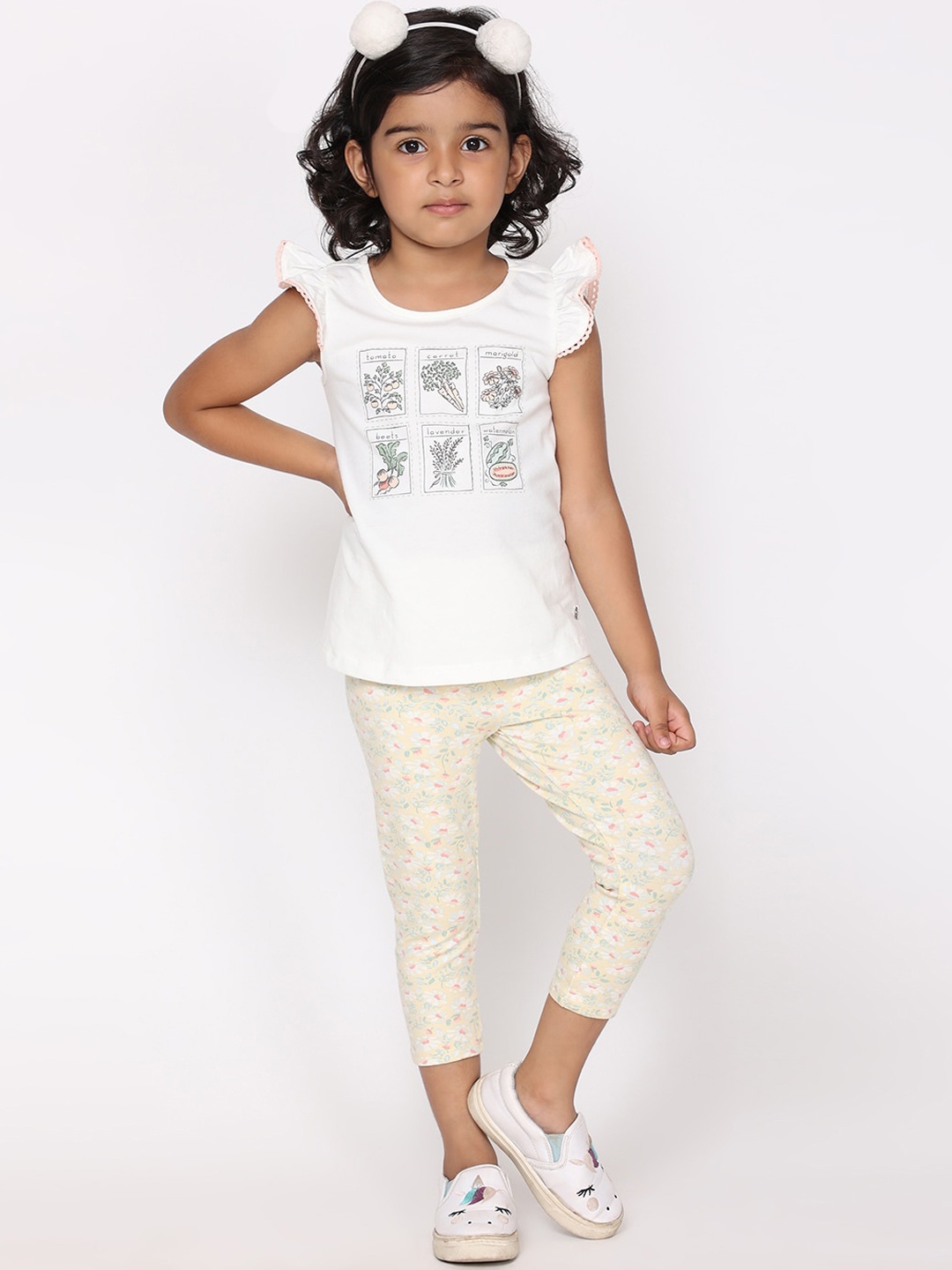 

White Dahlia Girls Floral Printed Pure Cotton Night Suit