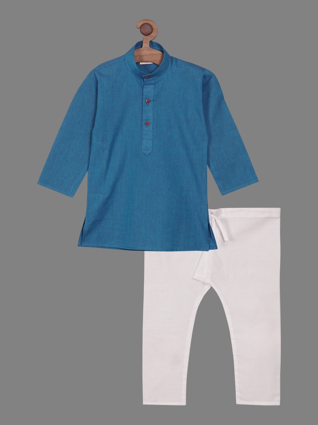 

RIKIDOOS Boys Pure Cotton Straight Kurta with Pyjamas, Blue