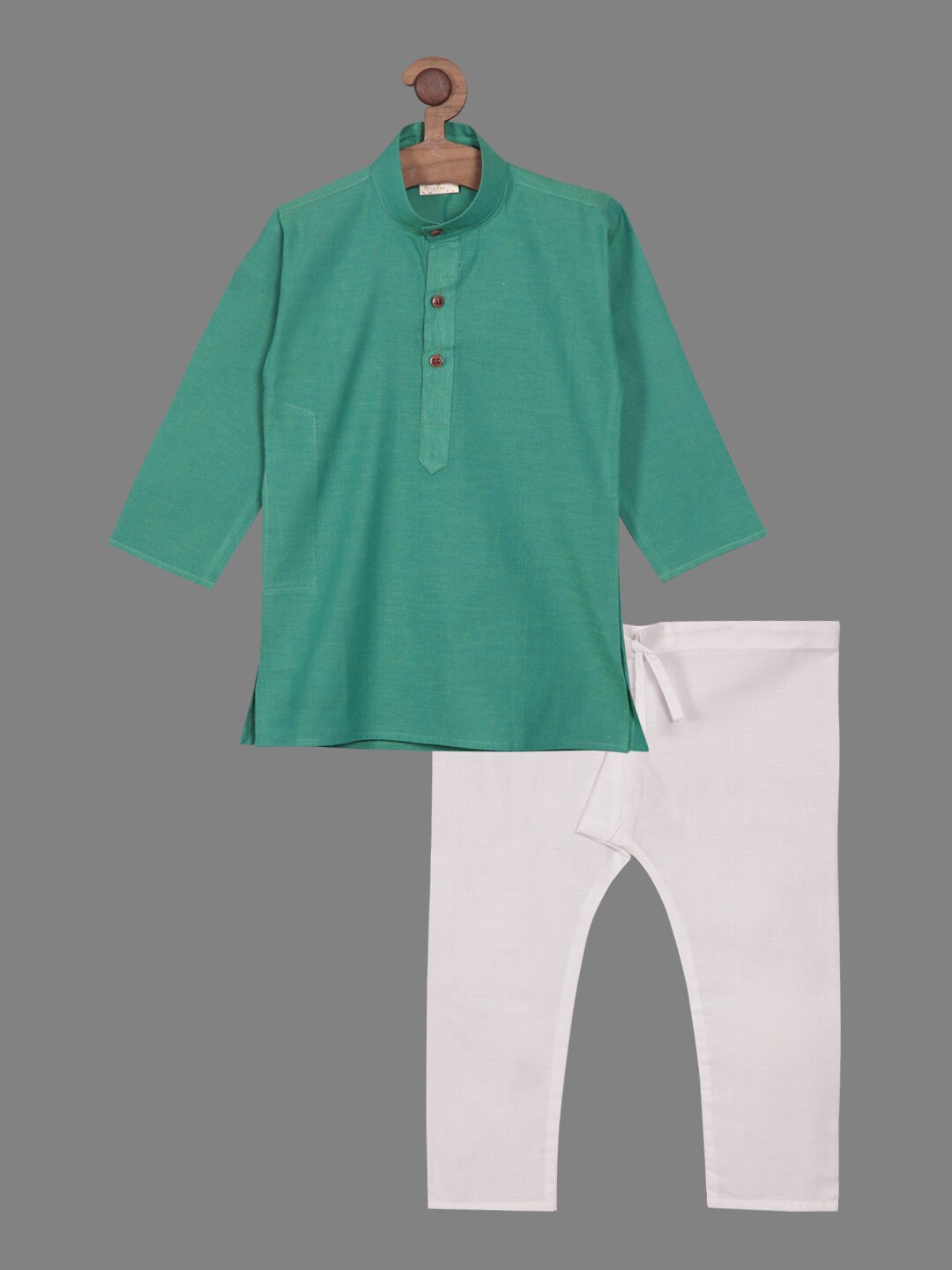 

RIKIDOOS Pure Cotton Straight Kurta with Pyjamas, Green