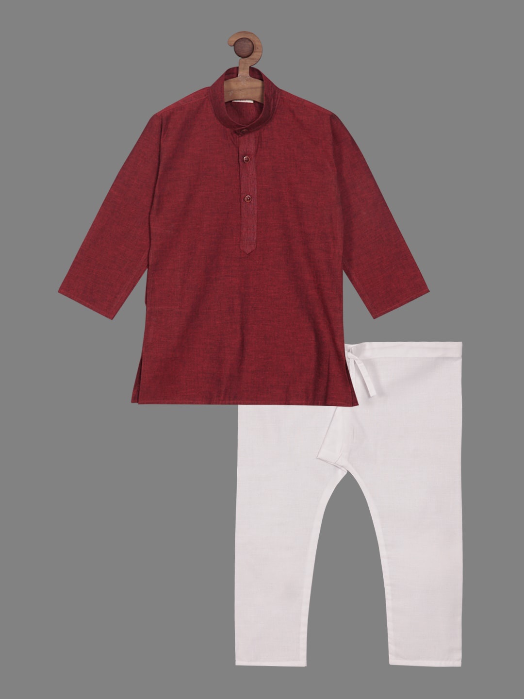 

RIKIDOOS Boys Pure Cotton Straight Kurta with Pyjamas, Maroon
