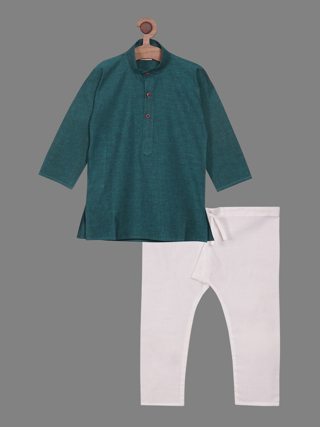 

RIKIDOOS Boys Band Collar Pure Cotton Kurta With Pyjamas, Sea green