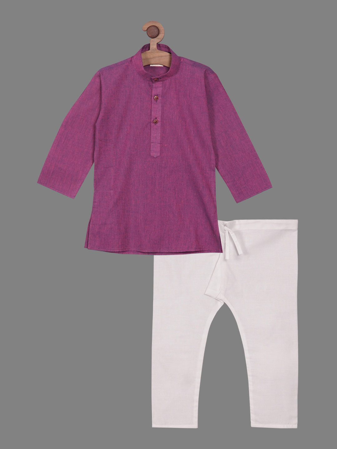 

RIKIDOOS Boys Pure Cotton Straight Kurta with Pyjamas, Purple