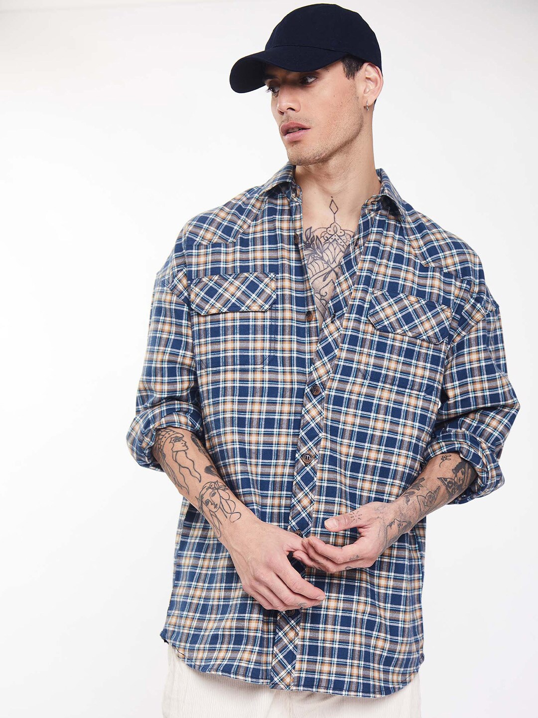 

Bonkers Corner Boxy Tartan Checks Cotton Casual Shirt, Mustard